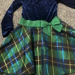 Bonnie Jean Navy and Green Plaid Formal Dress